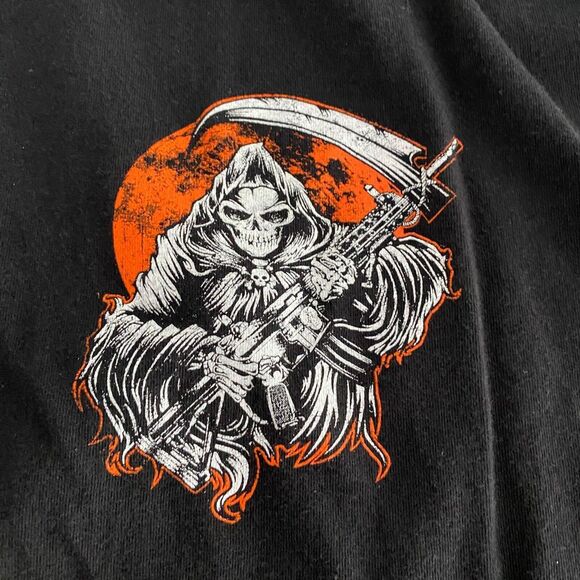 Grim Reaper Guns Offend You Next Level Apparel T-Shirt Men XL Black Graphics - Picture 3 of 9